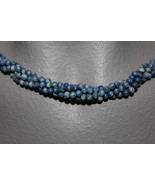  THE TWIST BEADS ERA!  36&quot; NECKLACE OF 4 MM ROUND BEADS BLUE BLENDS - $2.29