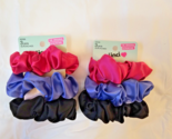 Scunci Scrunchies 2 Packs Pink Blue Black 6 Scrunchies Silky Soft No Pul... - £8.79 GBP