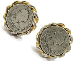 Round Cufflinks Gold Tone Trimed Dei Gratia Carolus III Faux 1779 Spanish Coin  - £43.72 GBP