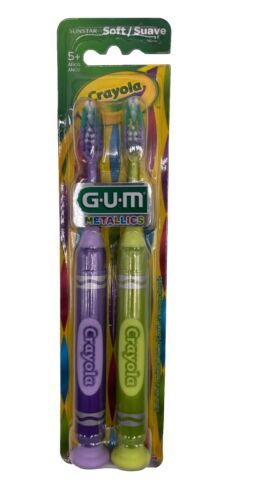 GUM Childs Toothbrush Metallics Crayola Suction Cup Base Soft 2 Pack Col... - $7.92