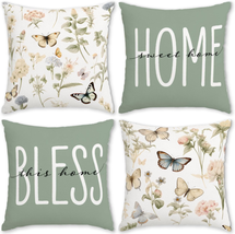 Throw Pillow Covers 18X18 Inch Set of 4,Spring Summer Flowers Couch Pillow Cover - £15.21 GBP