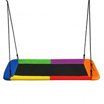 60 Inches Platform Tree Swing Outdoor with  2 Hanging Straps-Multicolor - Color - £91.31 GBP