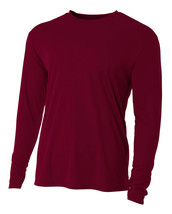 Maroon  Mens Long Sleeve Dri-Fit Cooling Performance athletic  - £20.43 GBP