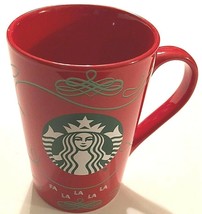 Set of 2 Starbucks 2020 Christmas Fa La Fa La Red Green Ceramic Coffee Mug 11oz. - £21.20 GBP