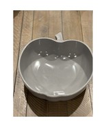 Grey Milk Glass Apple Shaped Serving Bowl Dish W/ Embossed Floral Design... - £11.02 GBP