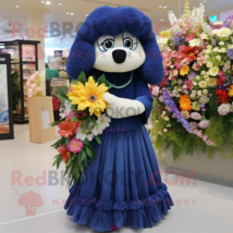 Navy Bouquet Of Flowers mascot costume character dressed with a Maxi Dress and N - $1,279.00