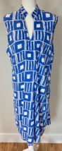 Mahi Gold Blue Nautical V-Neck Cotton Stretch Tank Sleeveless Dress Size... - $39.62
