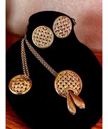 Vintage sarah coventry Basket Weave Double Pin with Swag &amp; Earrings - £35.66 GBP