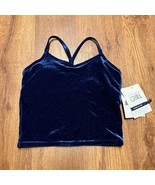 Athleta Girl All Day Velvet Long Line Bra Size 12 Large Dark Blue Racerb... - £17.75 GBP