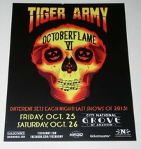 Tiger Army Octoberflame VI Concert Promo Card Vintage 2013 Grove Of Anaheim - £15.63 GBP
