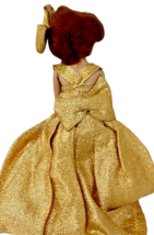 1950's Hard Plastic Doll Sleep Eyes Red Hair Gold Shimmer Gown Dress - 8" Tall image 8