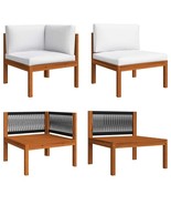 vidaXL Garden Lounge Set Cream White, Black Solid Acacia Wood, Rope Medium - €297,30 EUR