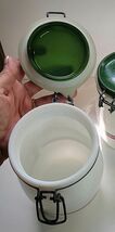 Wheaton Milk Glass 3-Piece Canister Jars Wire Clamps - Sugar, Coffee & Tea image 6