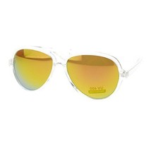 Plastic Pilot Sunglasses Clear Frame Multicolor Mirror Lens UV400 - £10.37 GBP
