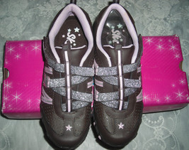 Skechers Girls Chocolate Brown Pink Silver Sparkle Athletic Shoes 4 M - $40.00