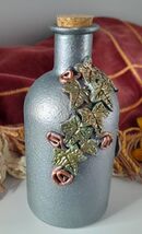 Fleur De Lis Ivy Vine New Clay Embellished Small Glass Jar Trinkets Vase... - $5.95