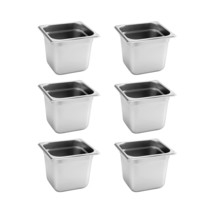 Bieama 6 Pack Hotel Pans, 1/6 Size 2.6&quot; Deep, Nsf,, Catering Food Pan. - £71.91 GBP