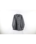Vtg 90s Streetwear Mens L Distressed Banded Collar Double Pocket Button ... - $44.50