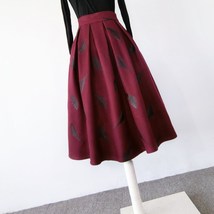 Black Pleated Midi Skirt Outfit Women Plus Size Winter Woolen Midi Skirt image 11