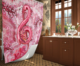 Pink Quarz Treble Clef Dragon Shower Curtain, Music Lovers, Gemstone Bathroom - £56.62 GBP