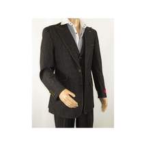 Men Denim Suit Royal Diamond 3 Piece vested Wide Leg Pleated Pants Den2 black image 6