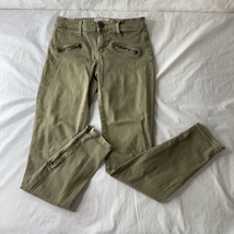 Current / Elliott Skinny Green Khaki Snug Military Pants Jeans Sz 26 - 0 EUC Zip - £58.72 GBP