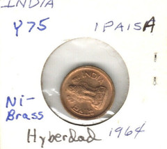 India  1 Paise, Nickel-Brass, 1964, KM 75 - £1.98 GBP