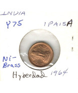 India  1 Paise, Nickel-Brass, 1964, KM 75 - €2,18 EUR