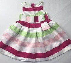 Gymboree Candy Stripe Dress Sz 6-12 Mos Full Pink White Green EUC Htf - $18.00
