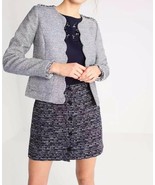 Banana Republic Scallop Tweed Fringe Blazer Jacket Blue Gray Multi 12 NE... - £44.75 GBP