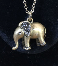 Ann Taylor St Jude Goldtone Crystal Brass Elephant Charm Pendant Necklace - £39.10 GBP
