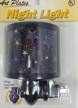 ART PLATES NIGHT LIGHT NIGHT SKY WHITE YELLOW BLUE STARS 360 SWIVEL PLUG... - $5.99
