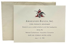 1952 Anheuser Busch Beer Invitation Conrad Hilton Confectioners Convention  - $43.99