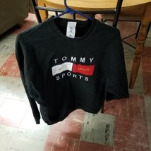 Vintage 1990s Fruit of the Loom Tommy Sports Large Black Sweatshirt, Retro Style - $19.75