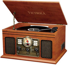 Vintage Retro Record Player 6-in-1 Stereo System Bluetooth FM Radio CD Cassette - $144.01