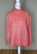 St. John’s bay NWT $44 women’s button shoulder sweater Size Coral M3 - £10.19 GBP