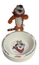 Vintage Kellogg&#39;s  Cereal Bowls Lot of 6 w/ Tony the Tiger Plush Toy - $530.68 MXN