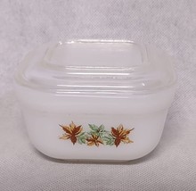 Fire King Maple Leaves Refrigerator Dish With Lid 4&quot; Square - £19.88 GBP