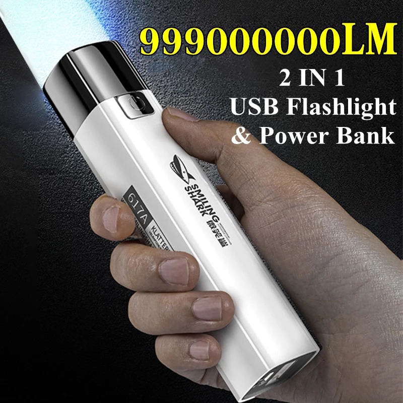 2 IN1Ultra Bright Tactical LED Flashlight Mini Torch Power Bank Outdoor Lighting - £10.39 GBP+