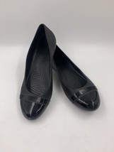 Crocs Brynn Women’s 9 Black Patent Cap Toe Ballet Flats Casual - £9.64 GBP