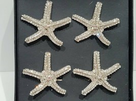 Tahari Coastal Beach Starfish Rhinestones Napkin Rings Holders Set of 4 NEW - $34.64