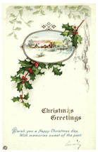 Vintage Christmas Greetings Winter Scene Postcard 1920 - £7.74 GBP