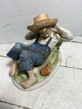 LEFTON Fisherman Boy Figurine KW 3839 Vintage  Hand Painted Bisque - £21.87 GBP