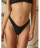 American Eagle Aerie Shine Rib Thong Bikini Bottom XX-LARGE True Black - $22.24