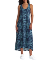 New Halston Studio Navy Blue Organic Cotton Maxi Flare Dress Size M - £59.72 GBP