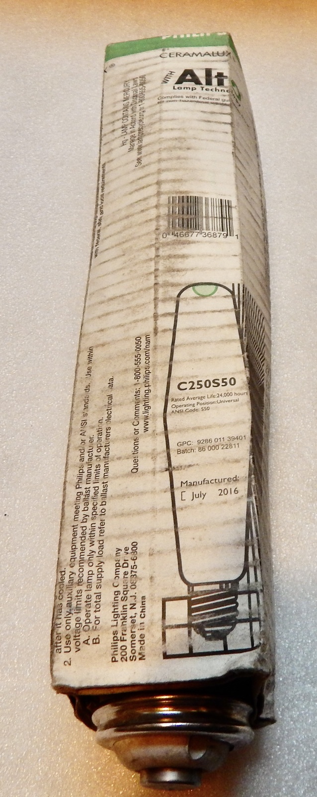 Philips C250S54 Alto High Pressure Sodium Lamp 250W E39 Clear USA 288A