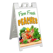 FARM FRESH PEACHES Signicade 24x36 Aframe Sidewalk Sign Banner Decal FRUIT - £34.14 GBP+