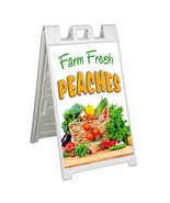 FARM FRESH PEACHES Signicade 24x36 Aframe Sidewalk Sign Banner Decal FRUIT - £33.63 GBP+