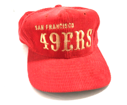 Vtg 80&#39;s San Francisco 49ers Corduroy Embroidered Stitched SnapBack Hat ADJ NFL - £118.83 GBP