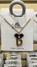 Disney Parks Mickey Mouse Ears Cubic Zirconia Letter D Gold Color Necklace 